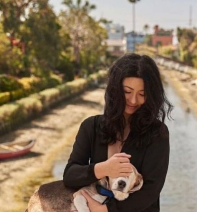 Smith Cho as seen in a picture taken with her dog in June 2020