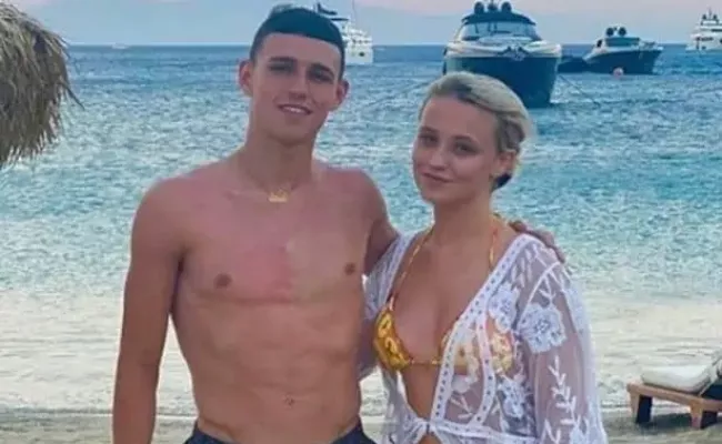 Phil Foden enjoying the holiday with his girlfriend Rebecca Cooke. (Source: Irish Mirror)