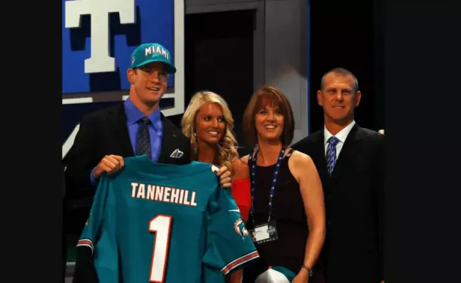 Picture of Ryan Tannehill and his Father on the Draft night (ft. his mother and wife as well). (Source: Reddit)