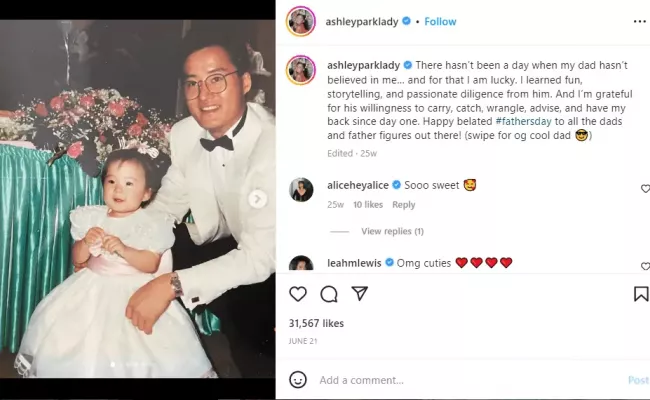 Ashley Park’s Instagram Father Day Post. (Source: Instagram)