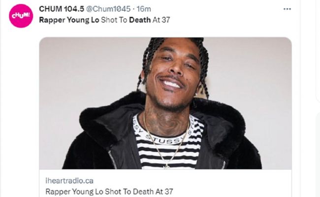 This tweet is sharing the news of rapper and producer Young Lo’s tragic death at the age of 37. (Source: Twitter)